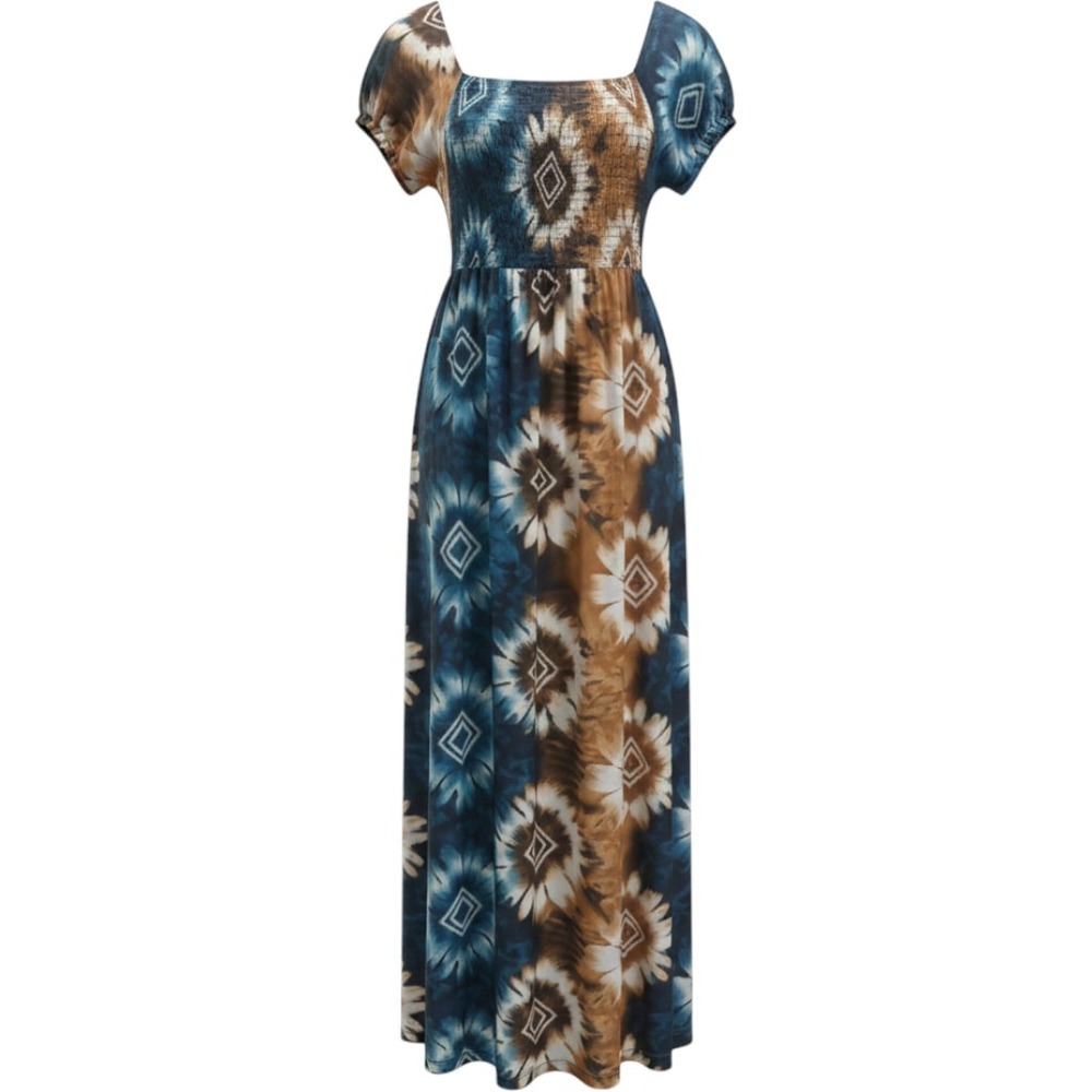 Urban Mango‎ - Bohemian Tie-Dye Maxi Dress - Blue and Brown - S